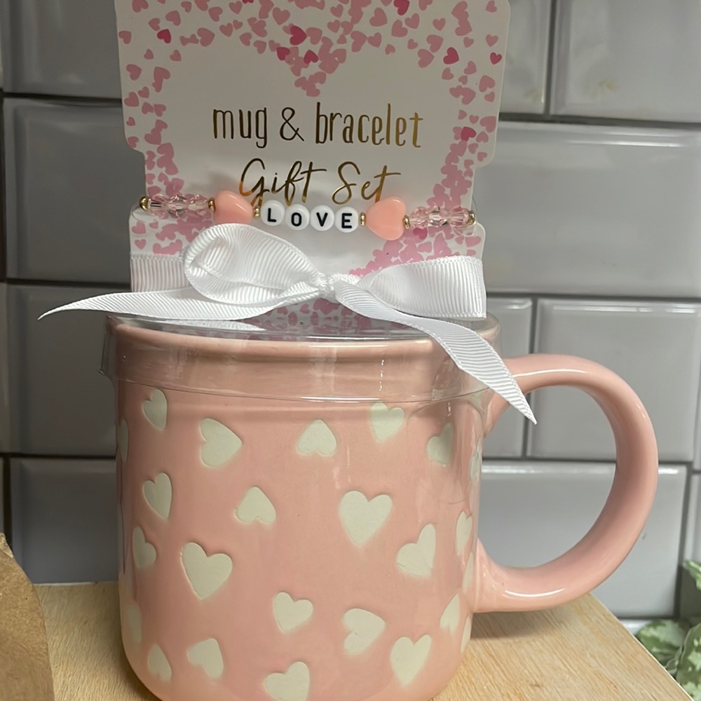 pink mug and bracelet gift set